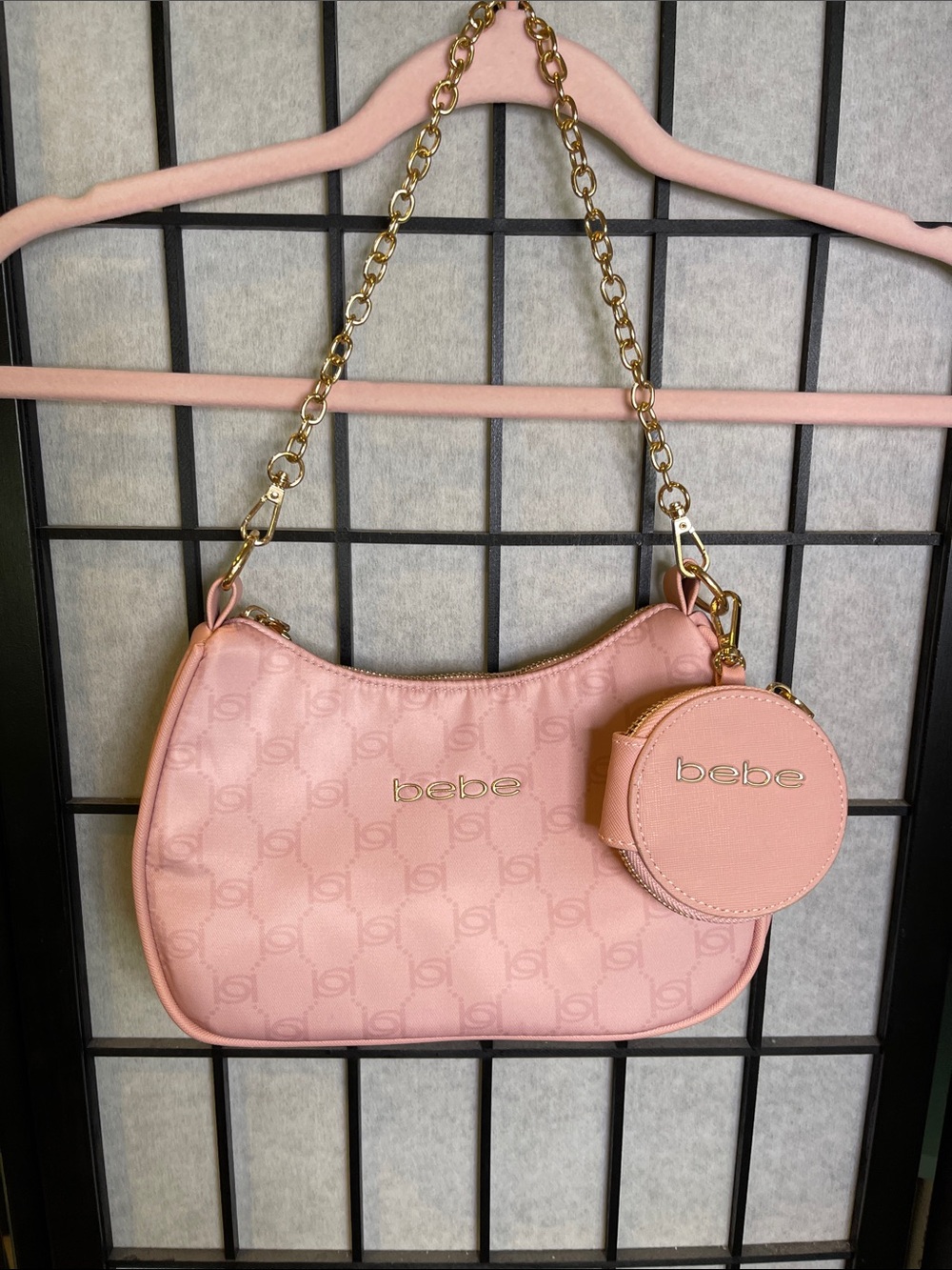 bebe  Blush Pink Chain-Handle Shoulder Bag with Coin Pouch